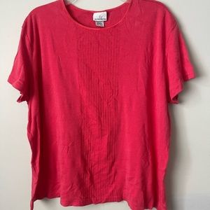 Pullover Sweater Top Lightweight Soft Comfy Plus Size XXL 2XL Blouse Coral 90s